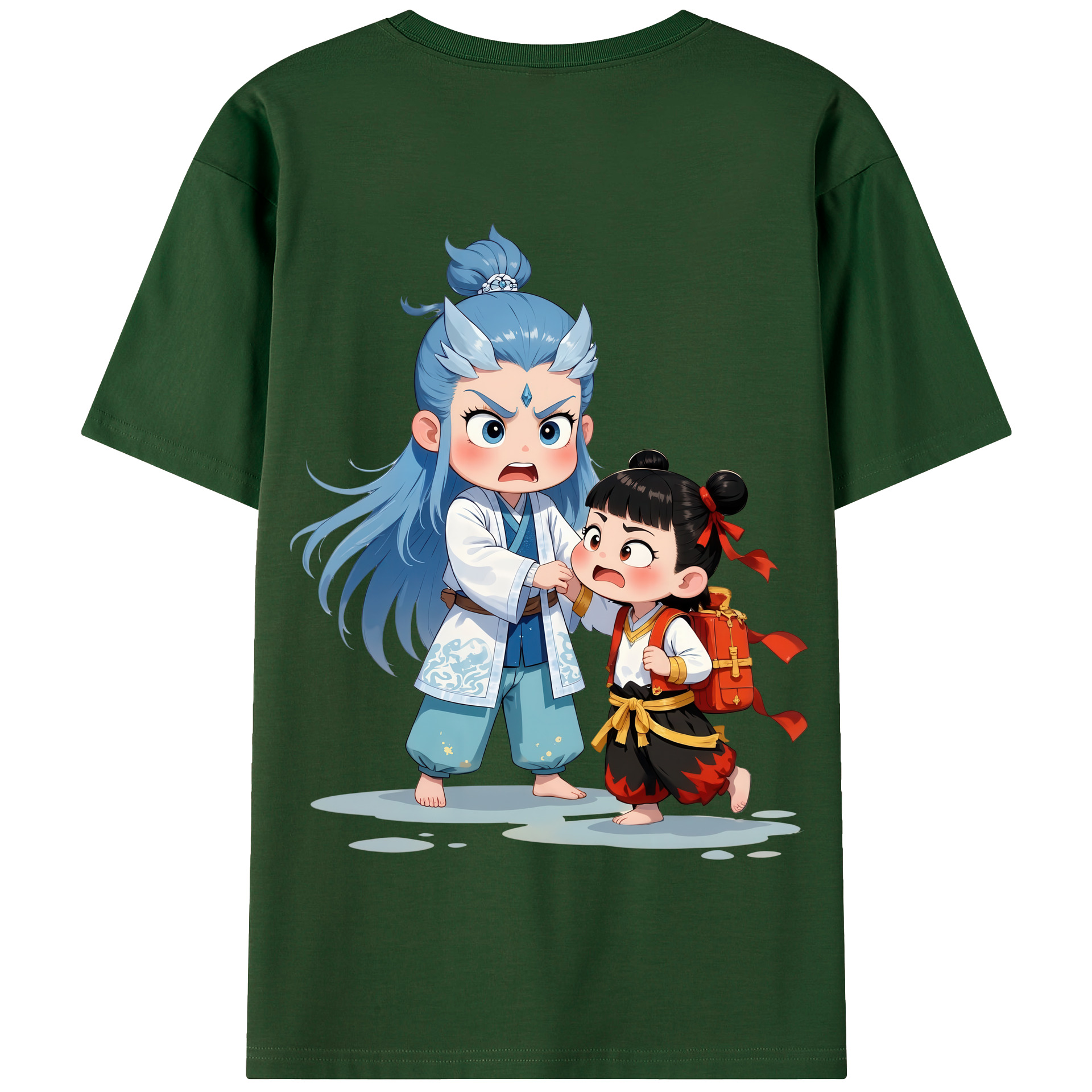 （画像用） Ne Zha 2 ナタ 魔童の大暴れ 綿100％半袖Tシャツ（背面プリント）